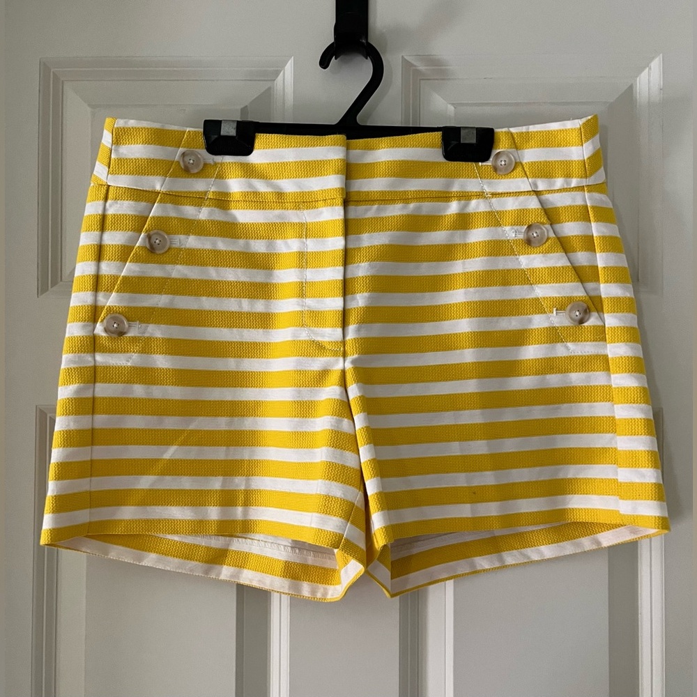Ann Taylor Loft yellow & white striped Riviera Sailor Shorts, size 6 Preppy